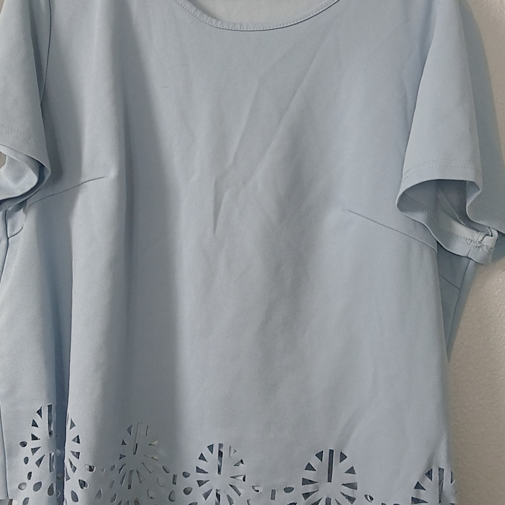 SHEIN Light Blue Blouse with Geometric Cutouts